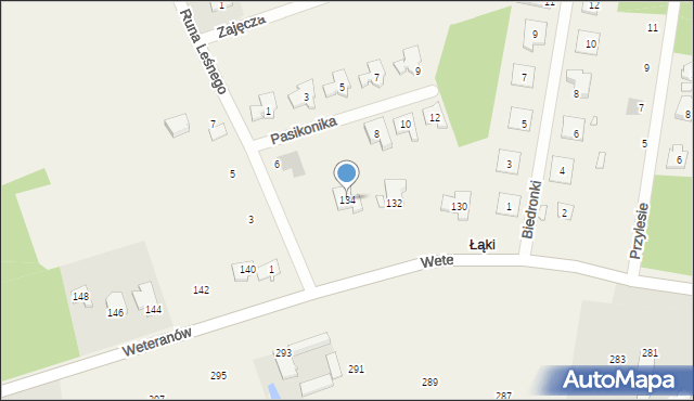 Łąki, Weteranów, 134, mapa Łąki