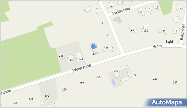Łąki, Weteranów, 142, mapa Łąki
