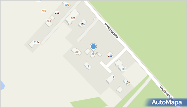 Łąki, Weteranów, 201, mapa Łąki