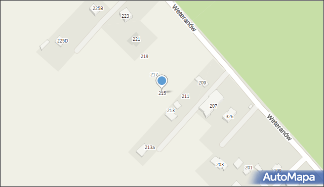 Łąki, Weteranów, 215, mapa Łąki