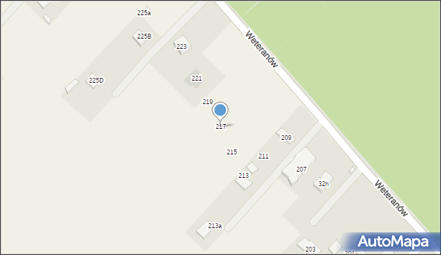 Łąki, Weteranów, 217, mapa Łąki