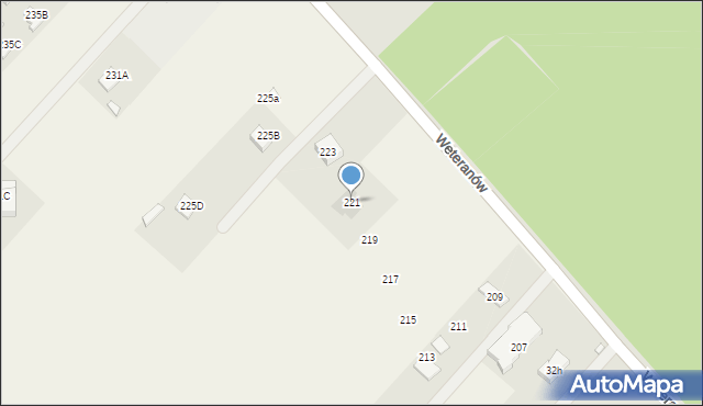 Łąki, Weteranów, 221, mapa Łąki