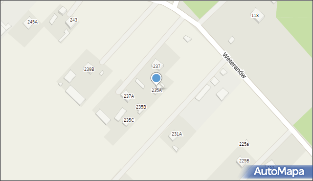 Łąki, Weteranów, 235A, mapa Łąki