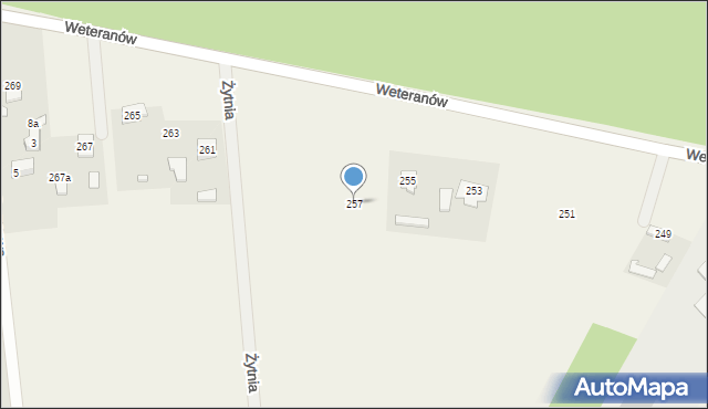 Łąki, Weteranów, 257, mapa Łąki