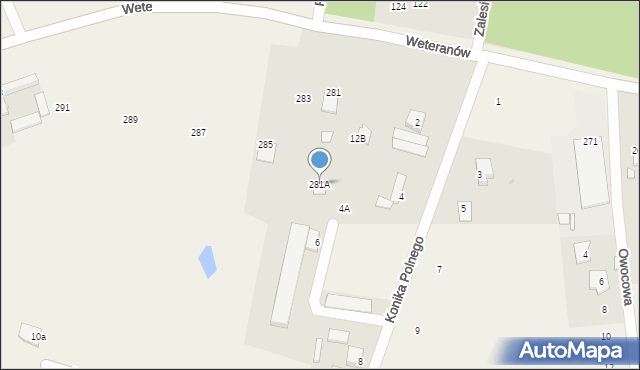 Łąki, Weteranów, 281A, mapa Łąki