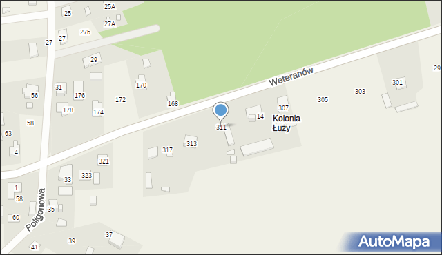 Łąki, Weteranów, 311, mapa Łąki