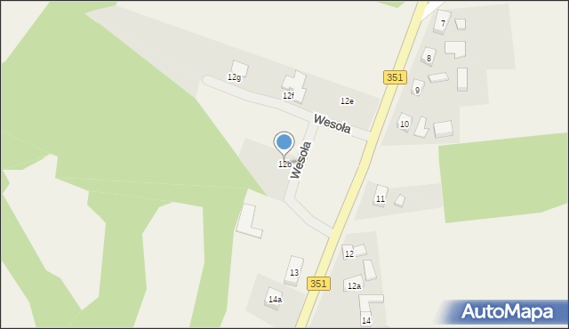 Lasów, Wesoła, 12b, mapa Lasów