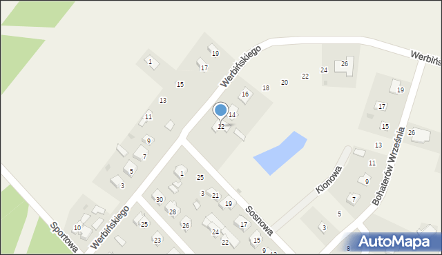 Lelów, Werbińskiego, por., 12, mapa Lelów