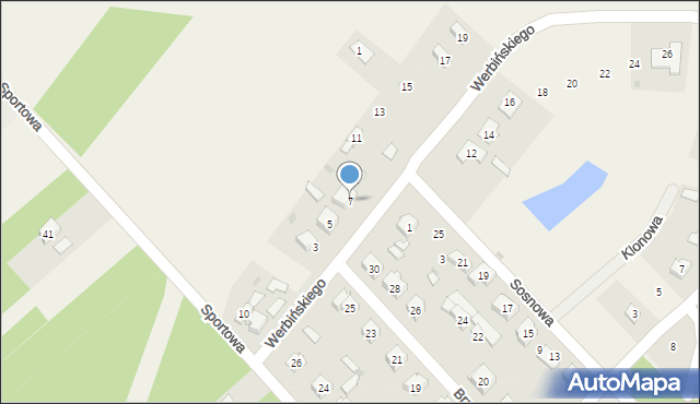 Lelów, Werbińskiego, por., 7, mapa Lelów