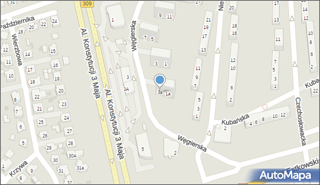 Leszno, Węgierska, 3a, mapa Leszno