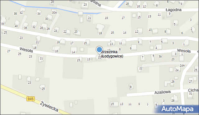 Łodygowice, Wesoła, 11, mapa Łodygowice