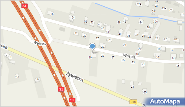 Łodygowice, Wesoła, 31, mapa Łodygowice