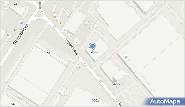 Łódź, Wersalska, 71, mapa Łodzi