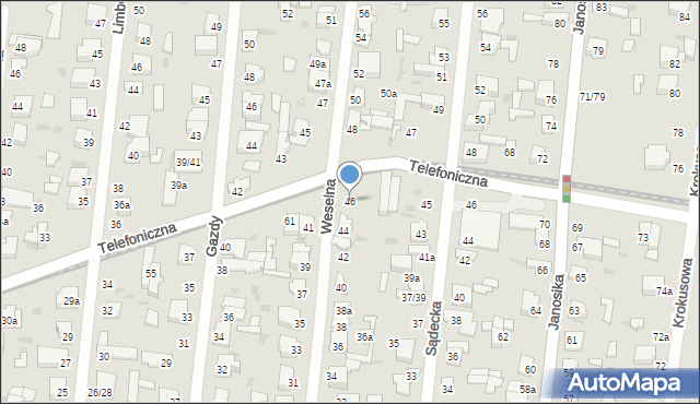 Łódź, Weselna, 46, mapa Łodzi