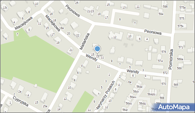 Łódź, Wendy Tadeusza Apolinarego, 13, mapa Łodzi