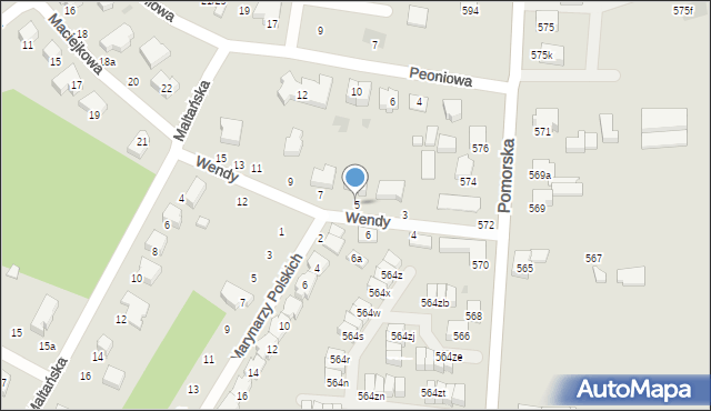 Łódź, Wendy Tadeusza Apolinarego, 5, mapa Łodzi