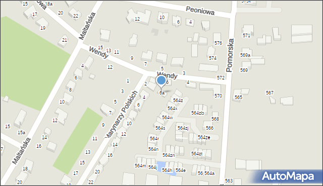 Łódź, Wendy Tadeusza Apolinarego, 6a, mapa Łodzi