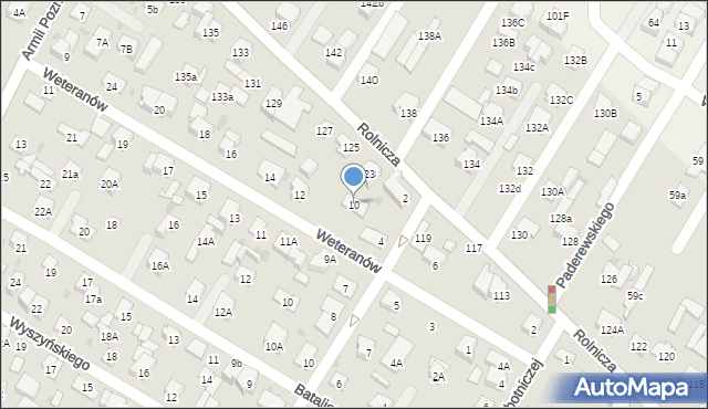 Łomianki, Weteranów, 10, mapa Łomianki