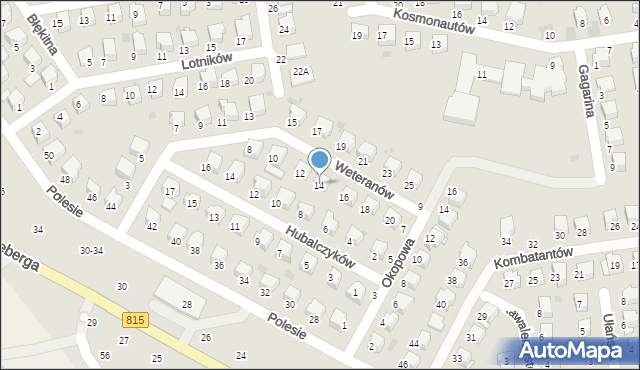 Lubartów, Weteranów, 14, mapa Lubartów
