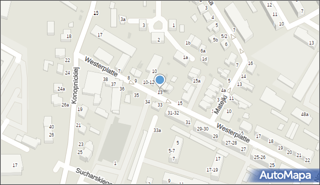 Malbork, Westerplatte, 13, mapa Malborka