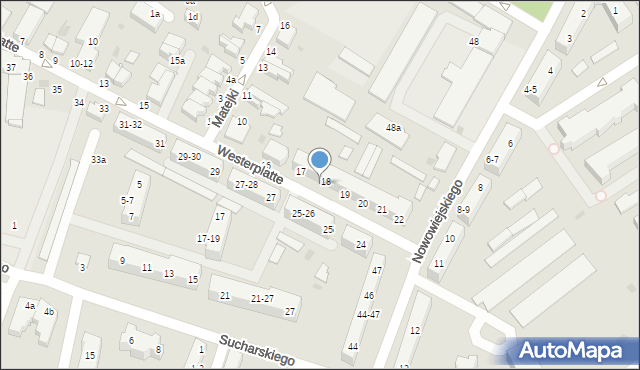 Malbork, Westerplatte, 17-19, mapa Malborka