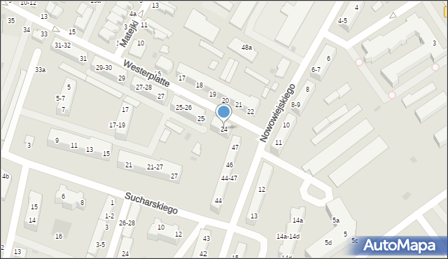 Malbork, Westerplatte, 24, mapa Malborka