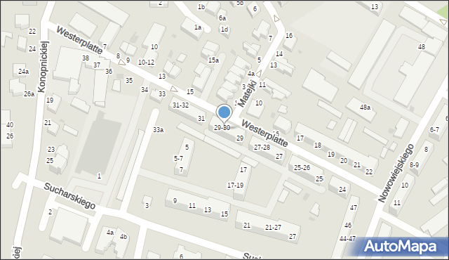 Malbork, Westerplatte, 30, mapa Malborka