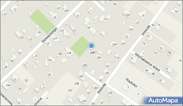Michałowice, Wesoła, 16B, mapa Michałowice
