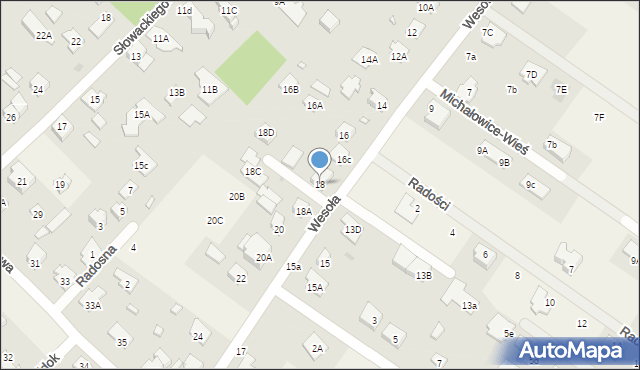 Michałowice, Wesoła, 18, mapa Michałowice