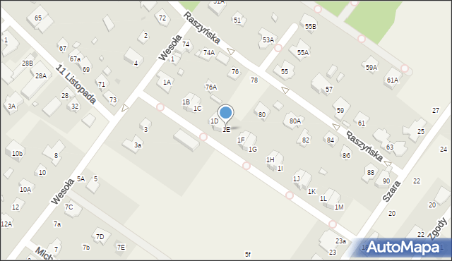 Michałowice-Wieś, Wesoła, 1E, mapa Michałowice-Wieś