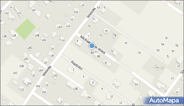 Michałowice-Wieś, Wesoła, 9A, mapa Michałowice-Wieś