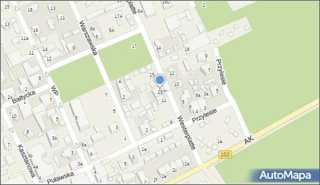 Międzywodzie, Westerplatte, 13, mapa Międzywodzie