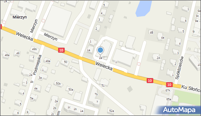Mierzyn, Welecka, 1a, mapa Mierzyn