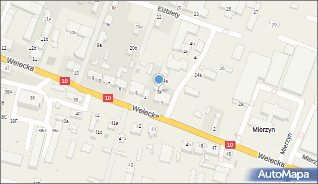 Mierzyn, Welecka, 3a, mapa Mierzyn