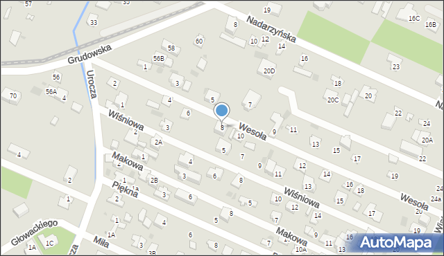 Milanówek, Wesoła, 8, mapa Milanówek