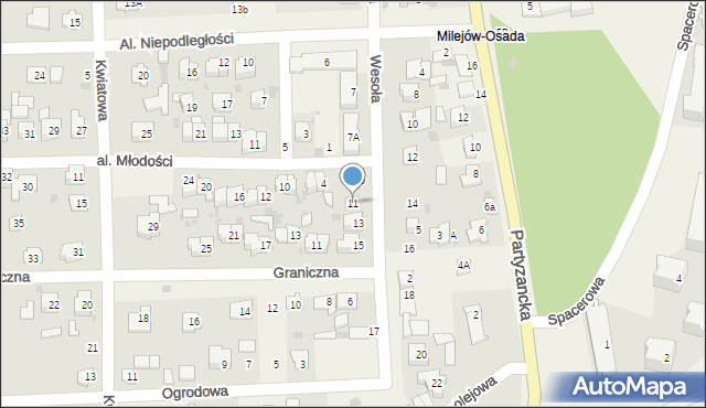 Milejów-Osada, Wesoła, 11, mapa Milejów-Osada
