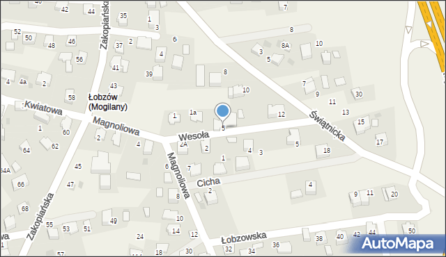 Mogilany, Wesoła, 5, mapa Mogilany