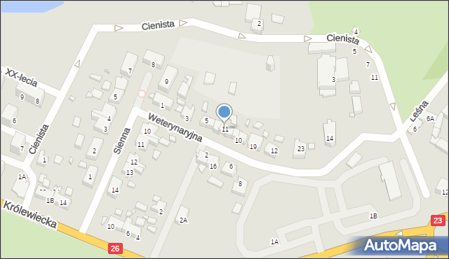 Myślibórz, Weterynaryjna, 11, mapa Myślibórz