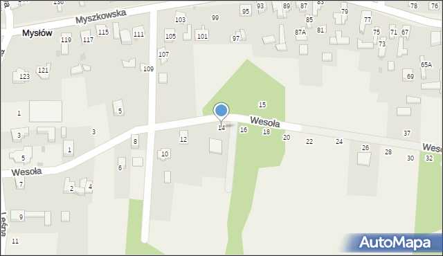 Mysłów, Wesoła, 14, mapa Mysłów