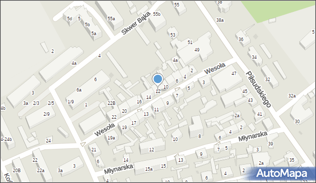 Nowa Sól, Wesoła, 12, mapa Nowa Sól