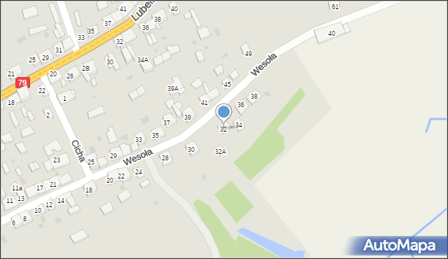 Nowe Brzesko, Wesoła, 32, mapa Nowe Brzesko