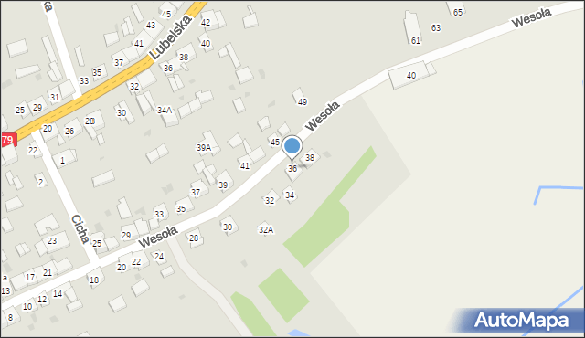 Nowe Brzesko, Wesoła, 36, mapa Nowe Brzesko