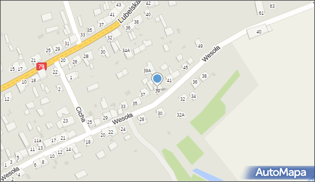 Nowe Brzesko, Wesoła, 39, mapa Nowe Brzesko