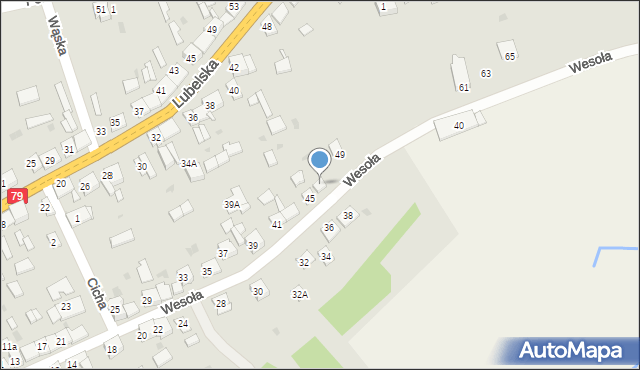 Nowe Brzesko, Wesoła, 47, mapa Nowe Brzesko