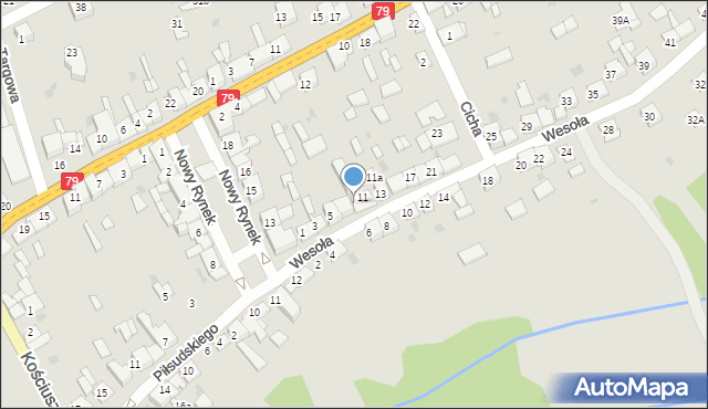 Nowe Brzesko, Wesoła, 9, mapa Nowe Brzesko