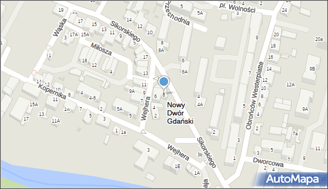 Nowy Dwór Gdański, Wejhera Ernesta, 8, mapa Nowy Dwór Gdański