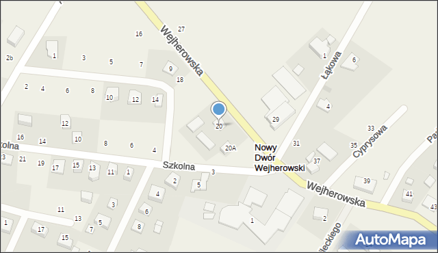 Nowy Dwór Wejherowski, Wejherowska, 20, mapa Nowy Dwór Wejherowski