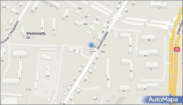 Nowy Sącz, Westerplatte, 27, mapa Nowego Sącza