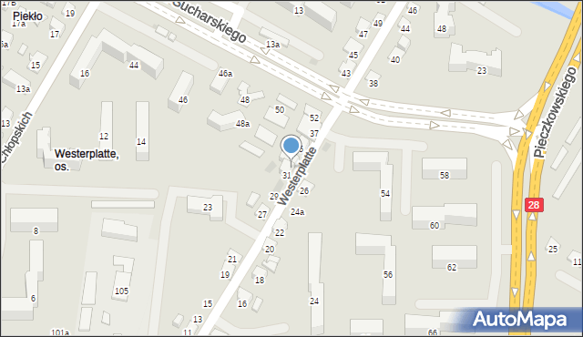 Nowy Sącz, Westerplatte, 33, mapa Nowego Sącza