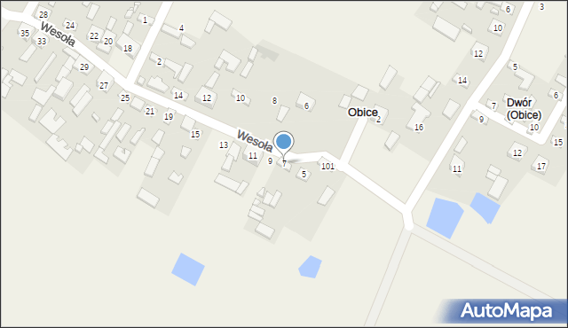 Obice, Wesoła, 7, mapa Obice
